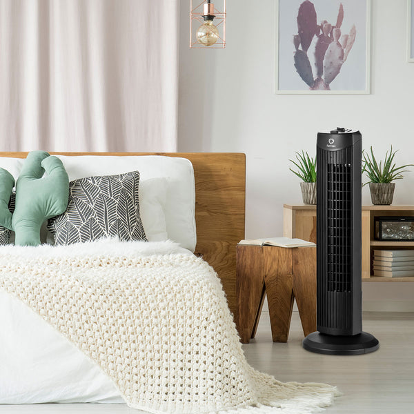 35W 28'' Oscillating Tower Fan 3 Wind Speed Quiet Bladeless Cooling Room