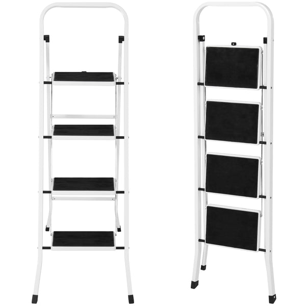 Portable Folding 4 Step Ladder Steel Stool 300lb Heavy Duty Lightweight