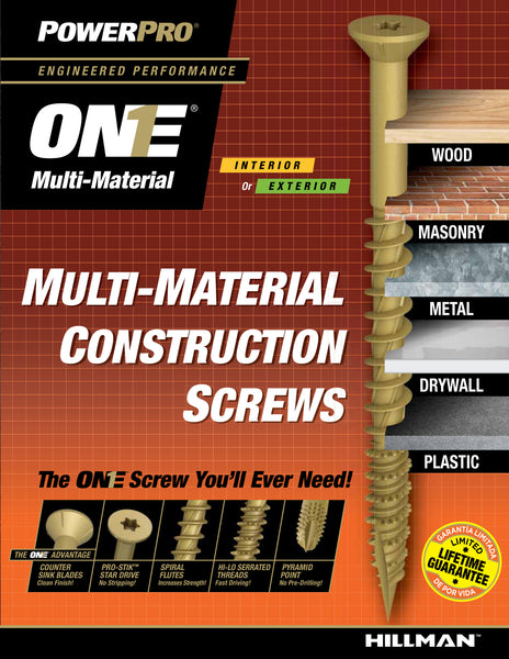 One Interior Flat-Head Multi-Material Screws (#8 x 1-1/2") - 17 Pieces