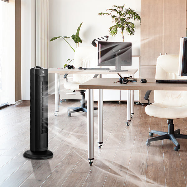 35W 28'' Oscillating Tower Fan 3 Wind Speed Quiet Bladeless Cooling Room