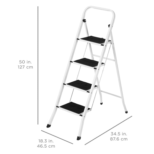 Portable Folding 4 Step Ladder Steel Stool 300lb Heavy Duty Lightweight