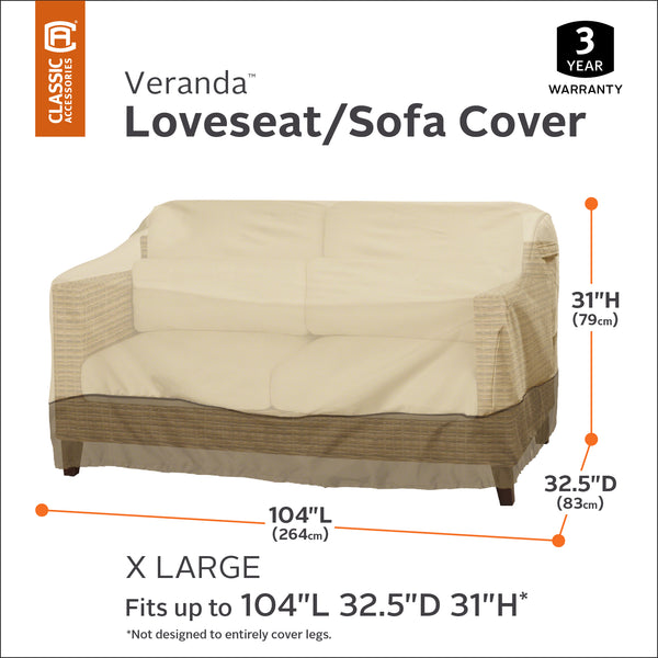 Veranda Water-Resistant 104 Inch Patio Sofa/Loveseat Cover