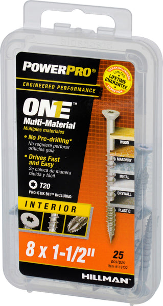 One Interior Flat-Head Multi-Material Screws (#8 x 1-1/2") - 17 Pieces